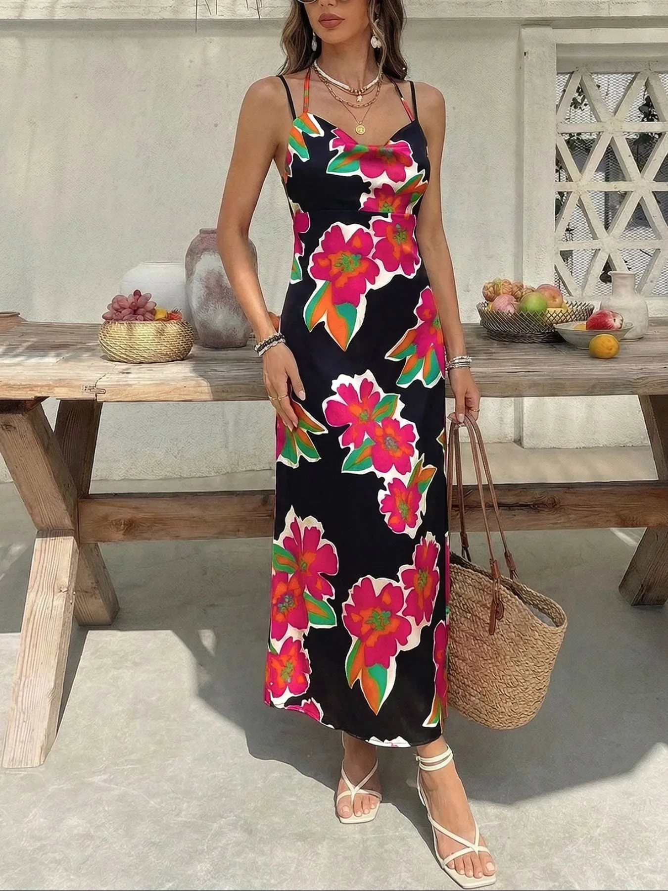 Floral Print Spaghetti Strap Midi Dress sold by Charming Charlie product image thumbnail 3