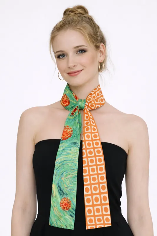 Abstract Swirl Skinny Scarf made by Do everything in love