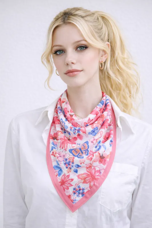 Floral Print Square Scarf made by Do everything in love