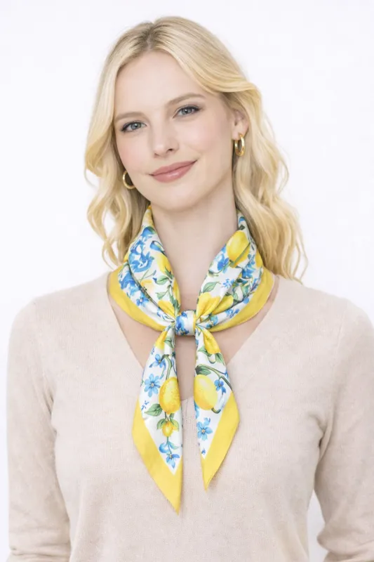 Lemon Print Square Scarf made by Do everything in love