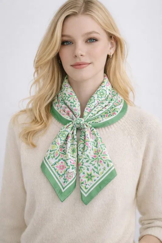 Tile Print Square Scarf made by Do everything in love