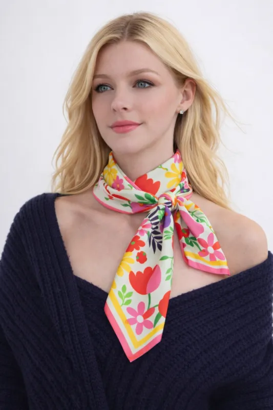Bold Floral Print Square Scarf made by Do everything in love