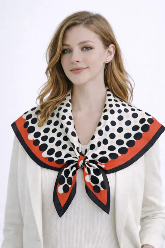 Polka Dot Border Print Square Scarf sold by Charming Charlie