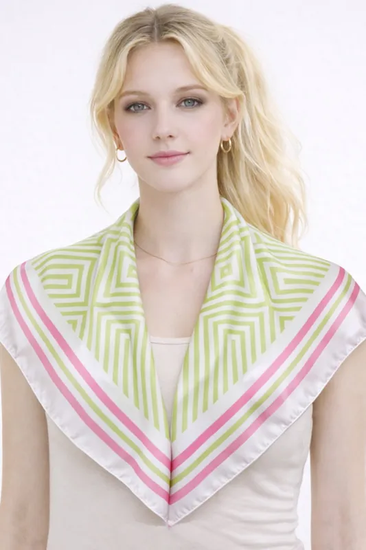 Stripe Print Square Scarf made by Do everything in love