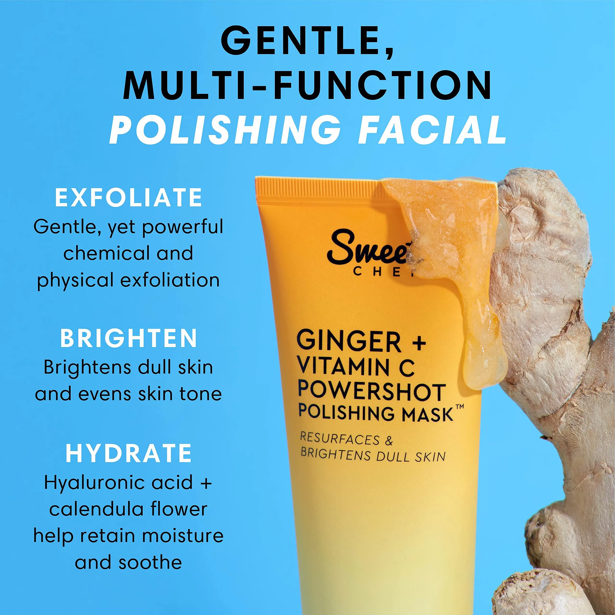 Sweet Chef Ginger + Vitamin C Powershot Polishing Mask - Brightening Face Mask for Dark Spots & Uneven Skin Tone + Maca, Rice Powders & AHA Face Exfoliant & Resurfacing Formula (3.4oz) sold by Charming Charlie product image thumbnail 2