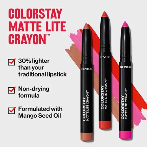 REVLON ColorStay Matte Lite Crayon Lipstick with Built-in Sharpener, Longlasting Non-Drying Matte Formula, Transfer-Proof Lipcolor sold by Charming Charlie product image thumbnail 3