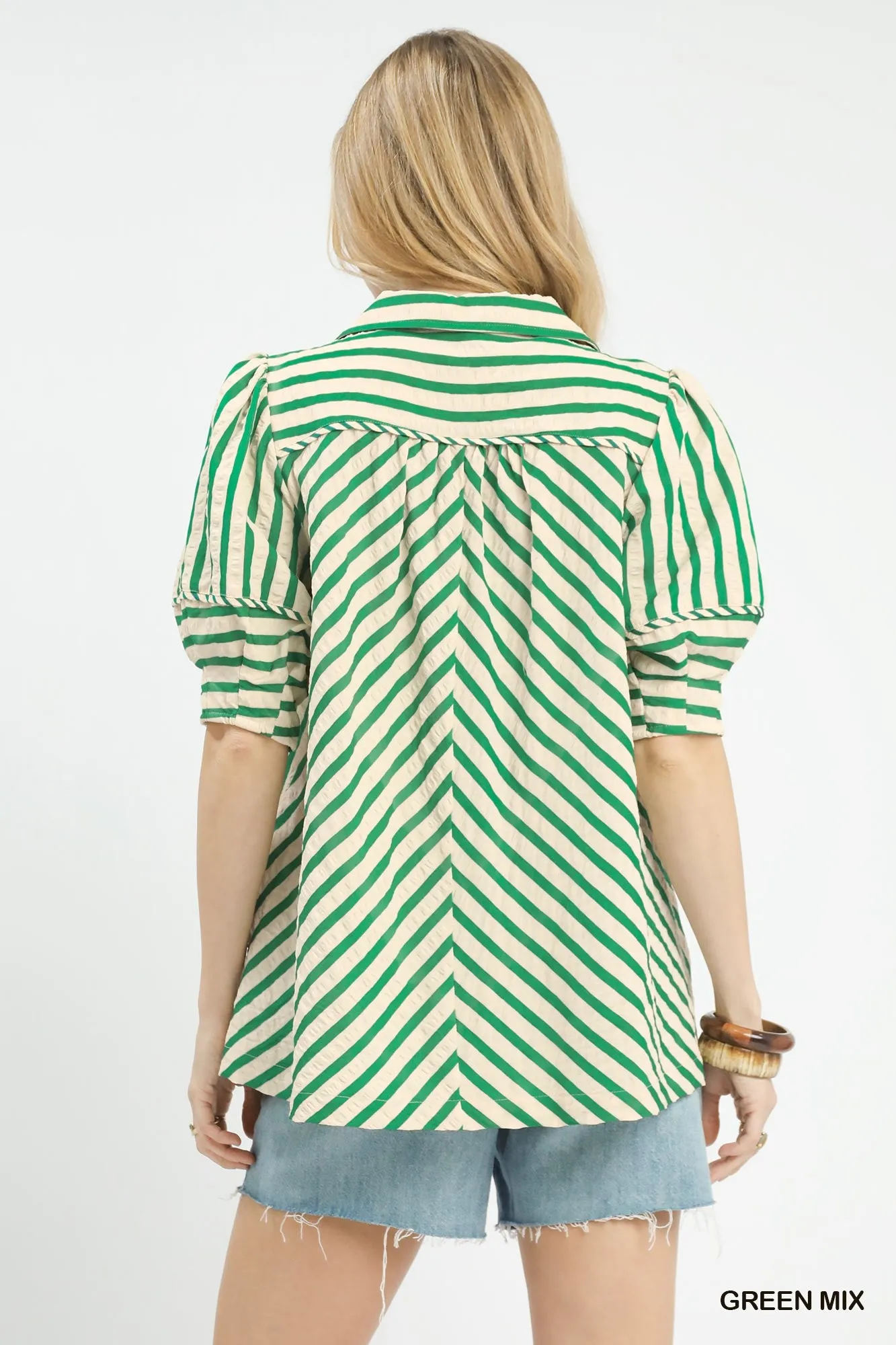 Umgee Striped Puff Sleeve Blouse sold by Charming Charlie product image thumbnail 3