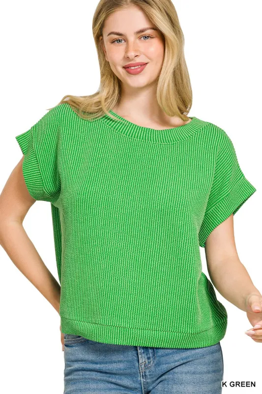 Zenana Raised Rib Cap Sleeve Top made by Trendsi