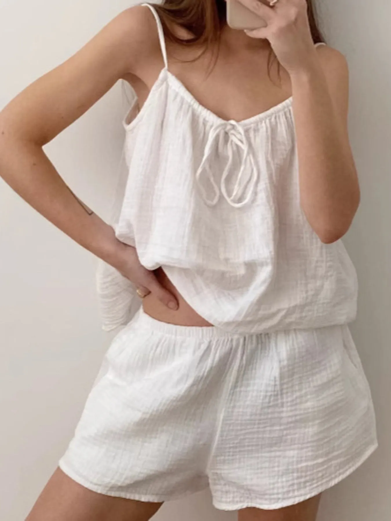 Tie Front Relaxed Fit Cami and Shorts Set sold by Charming Charlie product image thumbnail 3