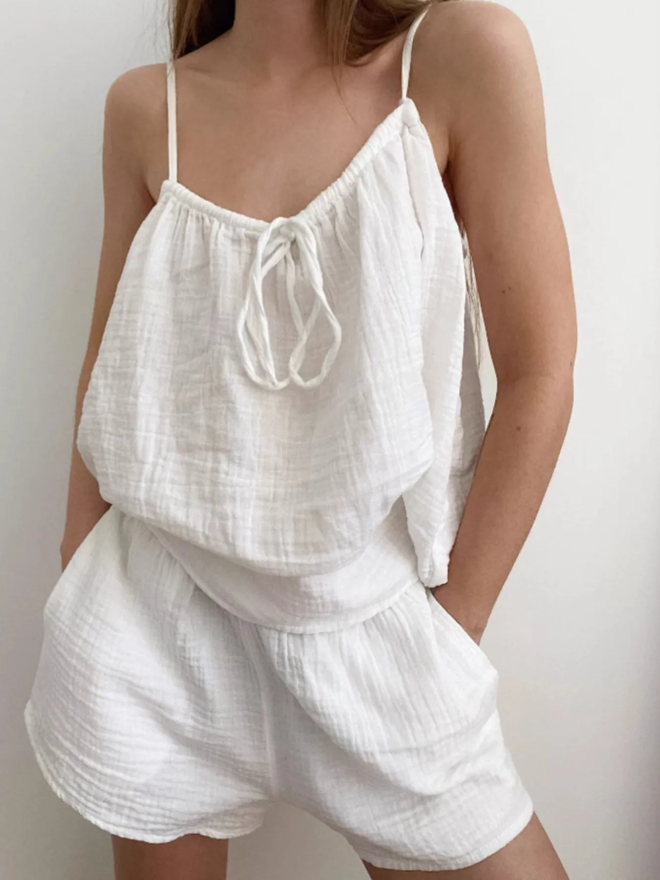 Tie Front Relaxed Fit Cami and Shorts Set sold by Charming Charlie