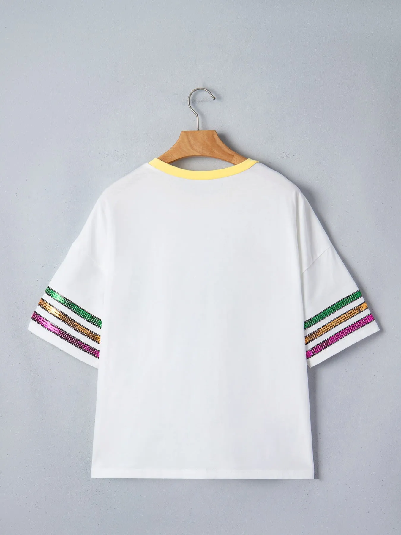 Sequin Mardi Gras Half Sleeve T Shirt sold by Charming Charlie product image thumbnail 4