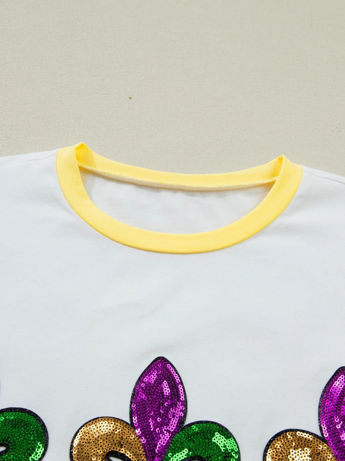 Sequin Mardi Gras Half Sleeve T Shirt sold by Charming Charlie product image thumbnail 5