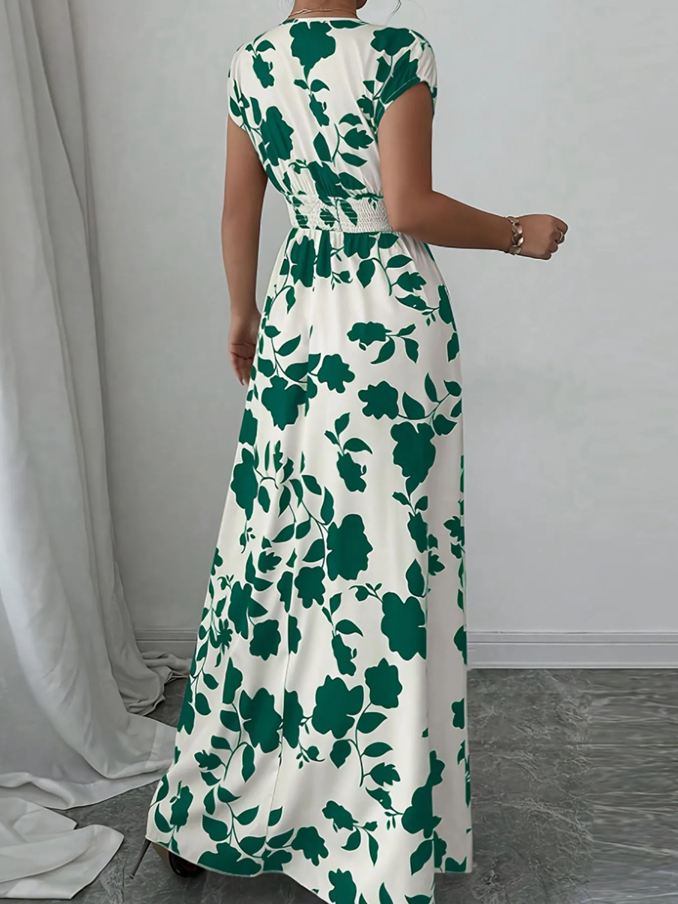Printed Surplice Cap Sleeve Maxi Dress sold by Charming Charlie product image thumbnail 5
