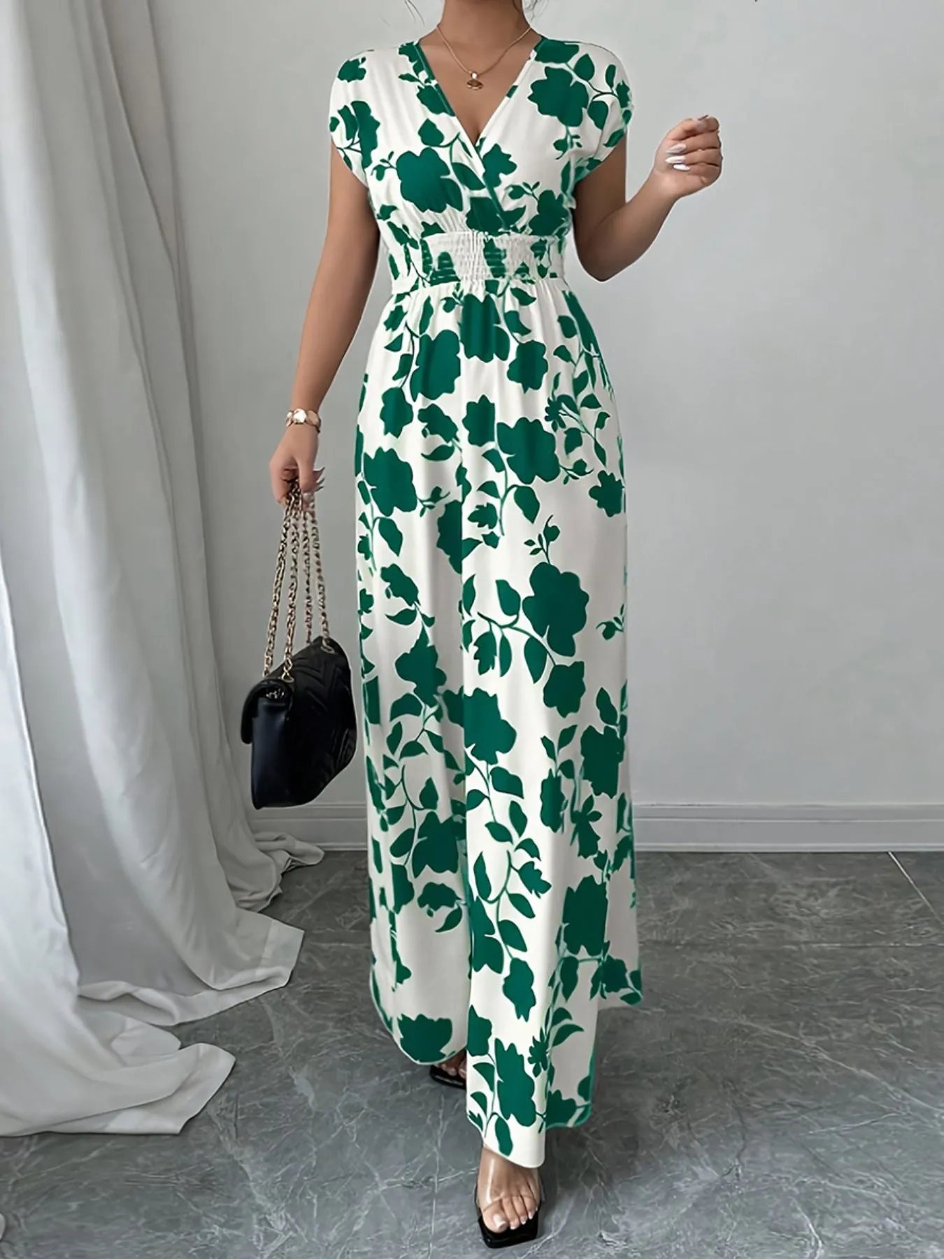 Printed Surplice Cap Sleeve Maxi Dress sold by Charming Charlie product image thumbnail 2