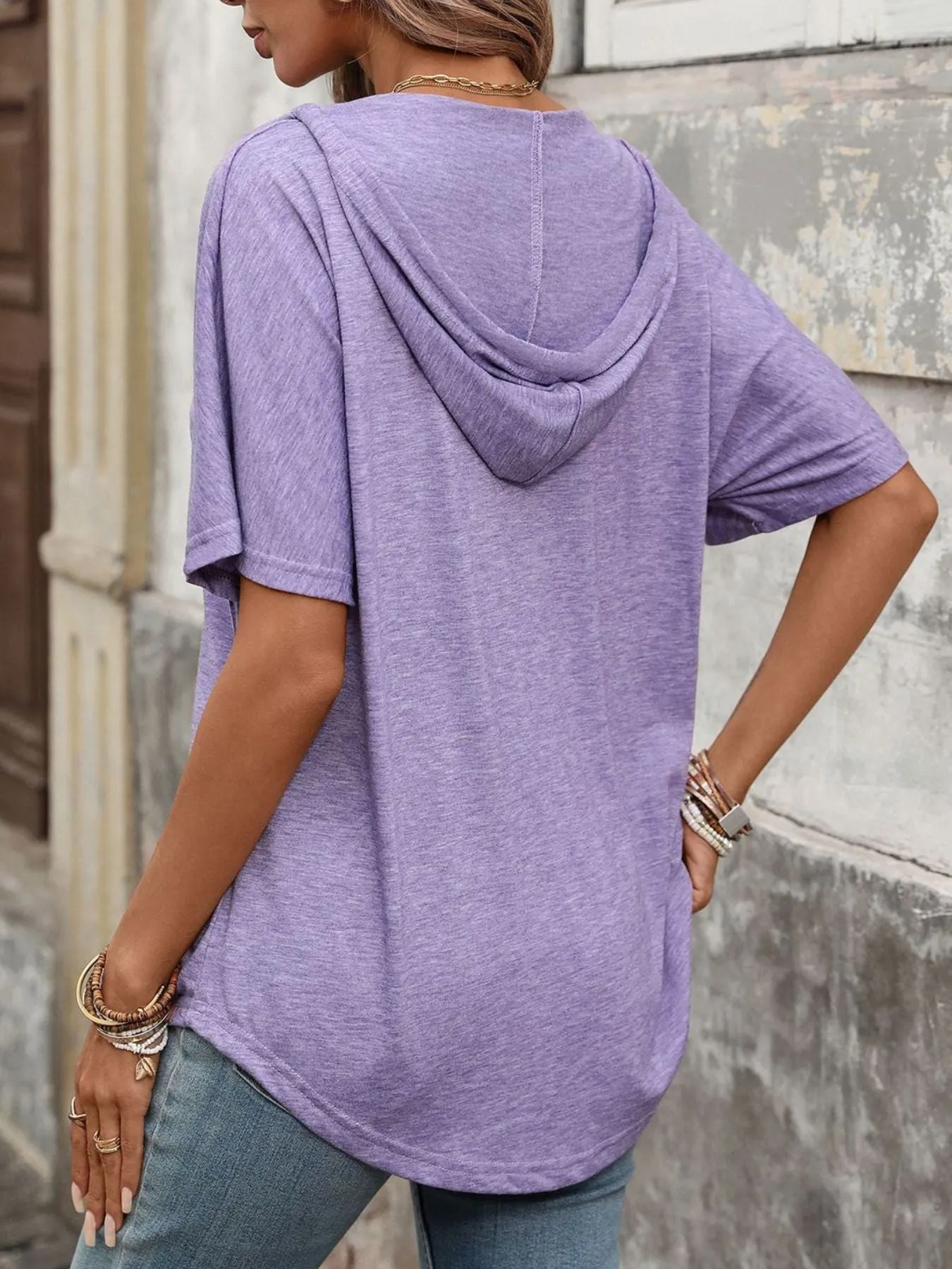 Casual Short Sleeve Hooded T-Shirt sold by Charming Charlie product image thumbnail 5
