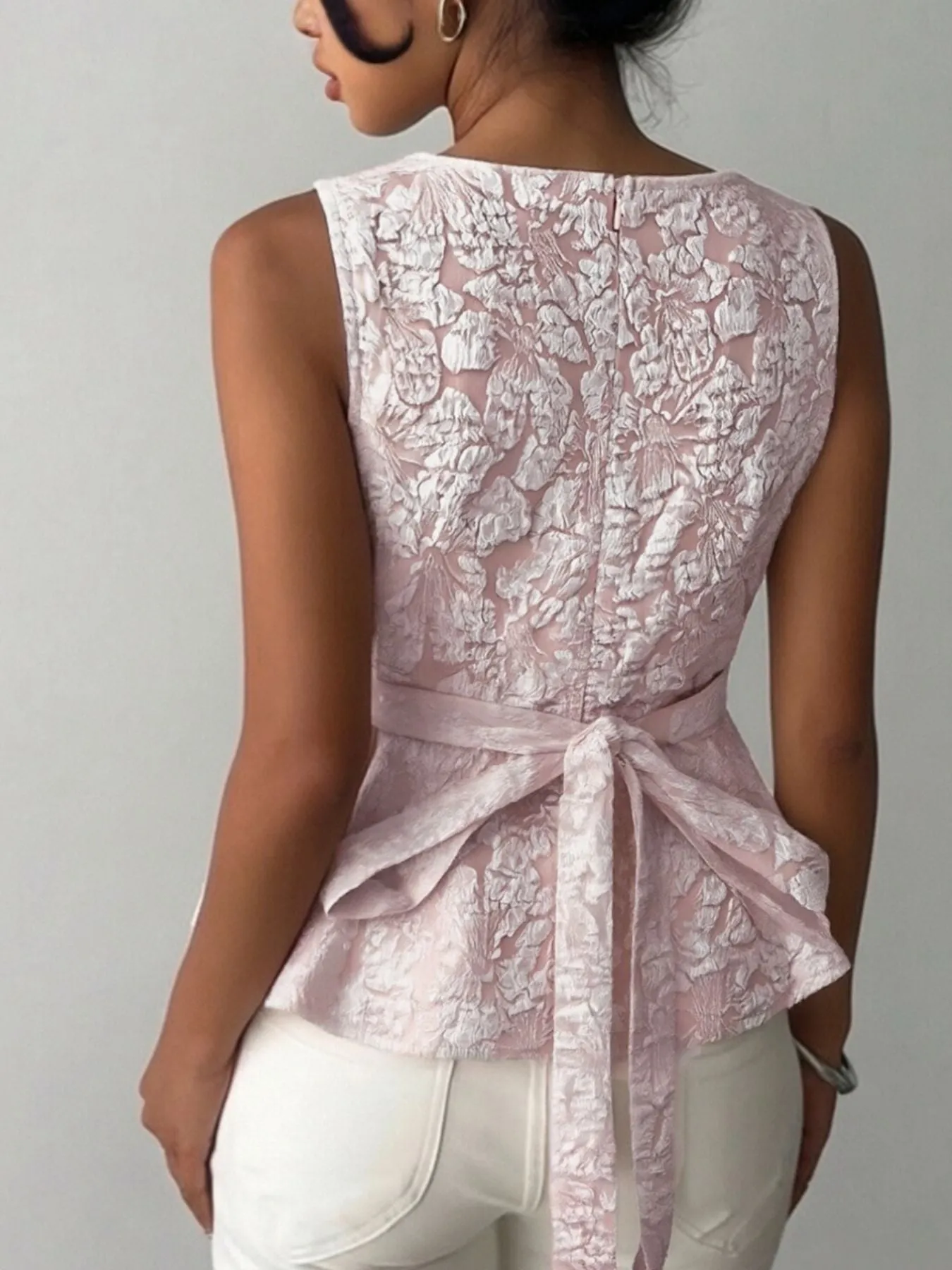 Floral Jacquard Peplum Tank sold by Charming Charlie product image thumbnail 2