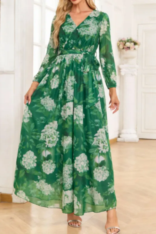Floral Print Long Sleeve Maxi Dress made by Trendsi