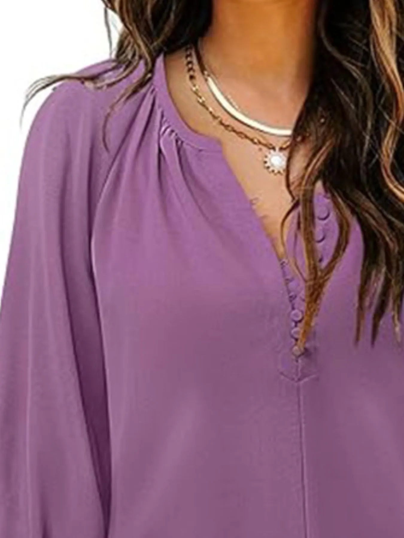 Notched 3/4 Sleeve Blouse sold by Charming Charlie product image thumbnail 2