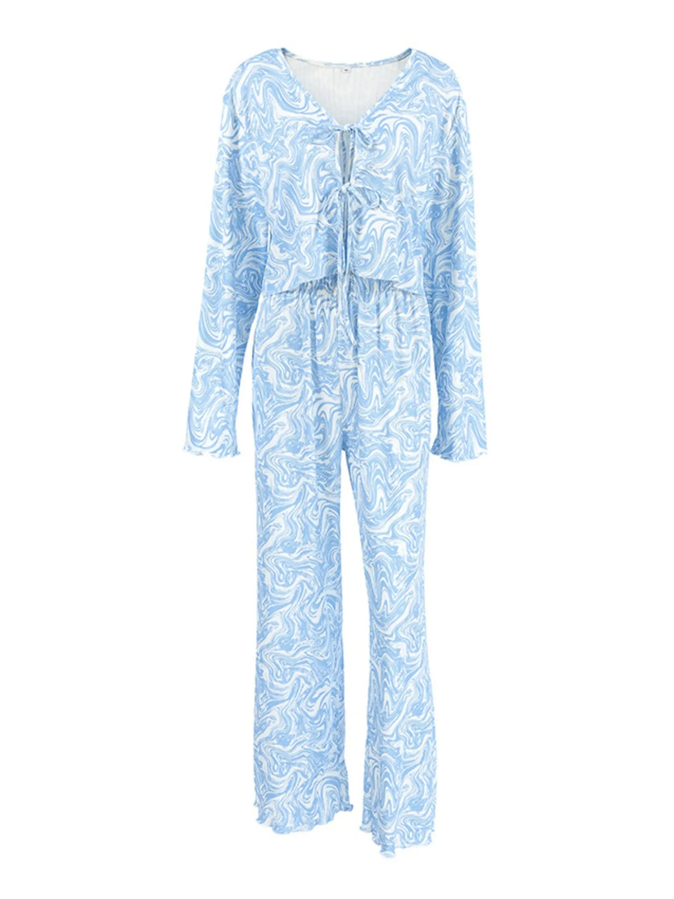 Tie Front Long Sleeve Top and Pants Lounge Set sold by Charming Charlie product image thumbnail 5