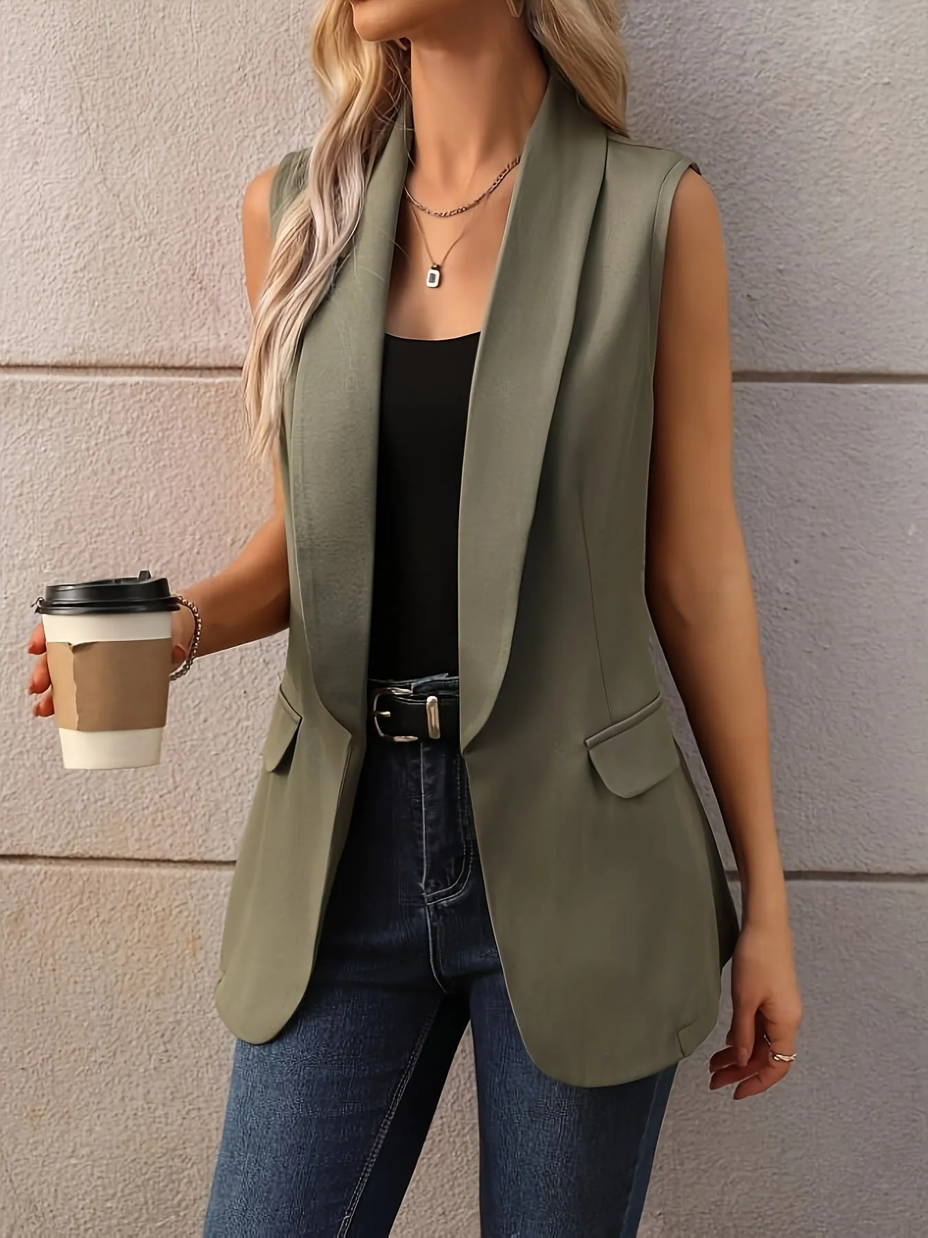 Sleeveless Shawl Collar Vest Coat sold by Charming Charlie product image thumbnail 2