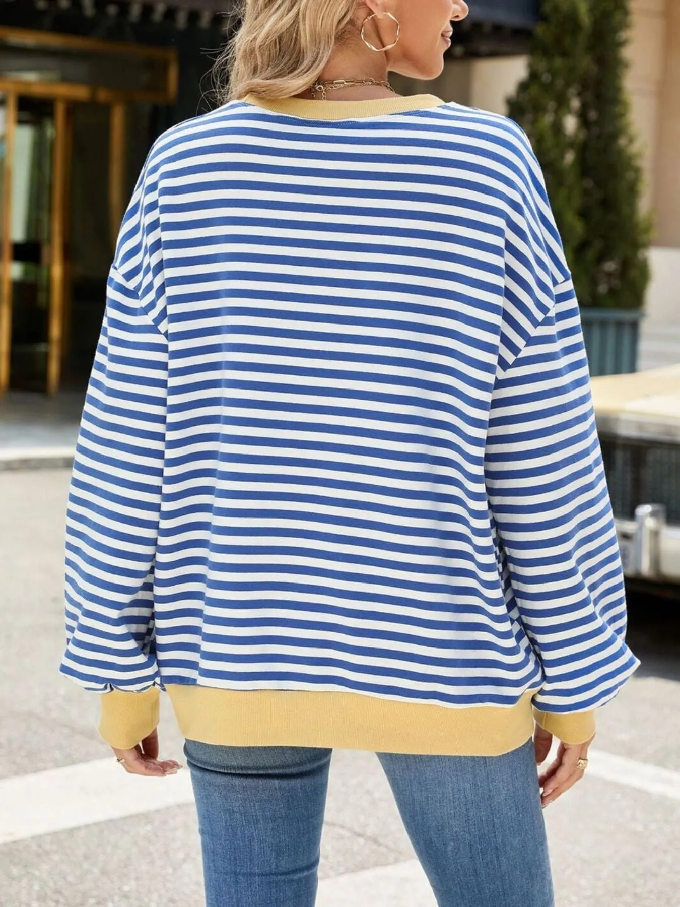 Striped Crew Neck Long Sleeve Sweatshirt sold by Charming Charlie product image thumbnail 5