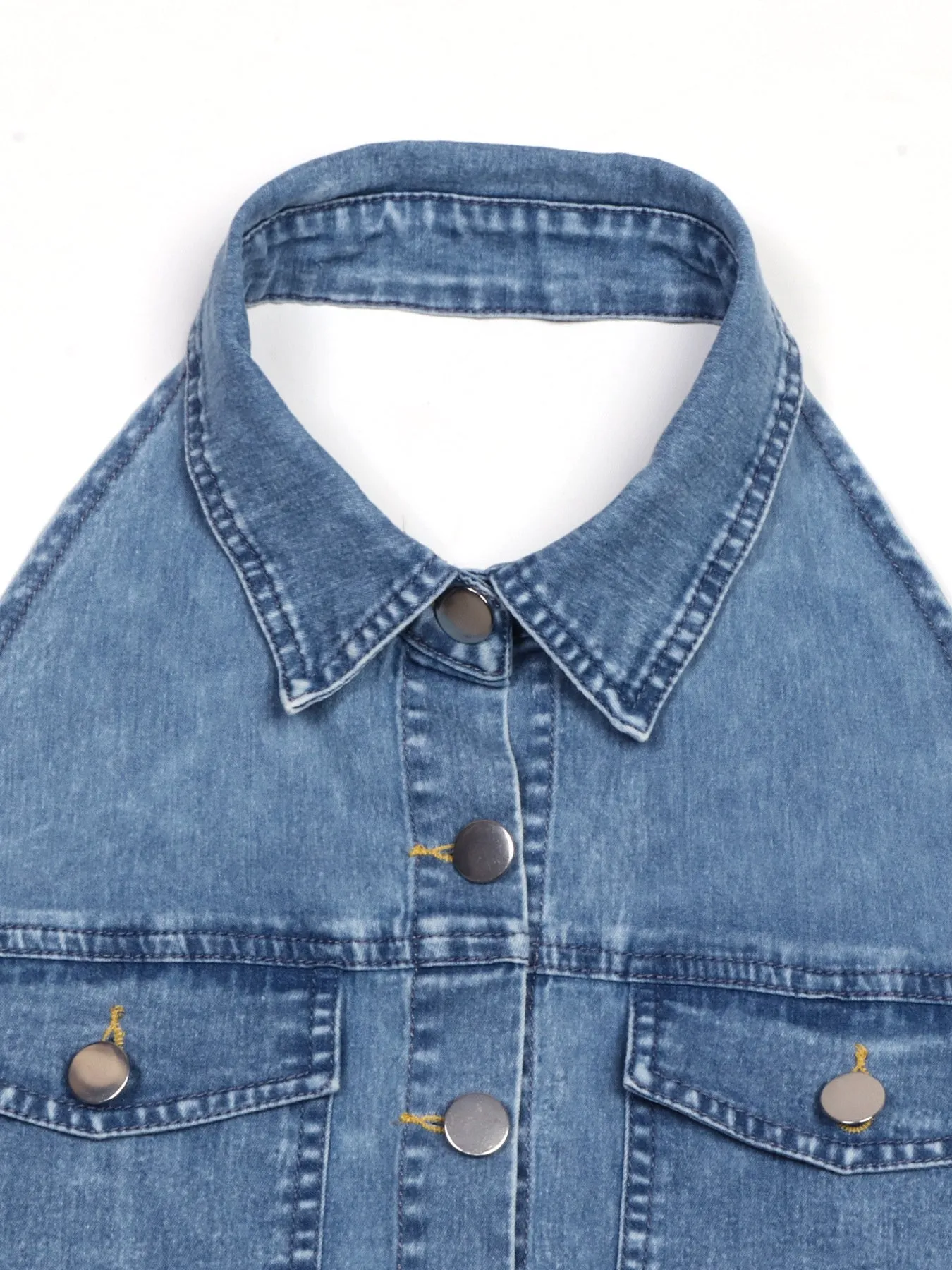 Halter Neck Button-Front Denim Dress sold by Charming Charlie product image thumbnail 2
