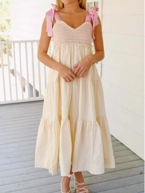 Tie Shoulder Tiered Midi Dress made by Trendsi