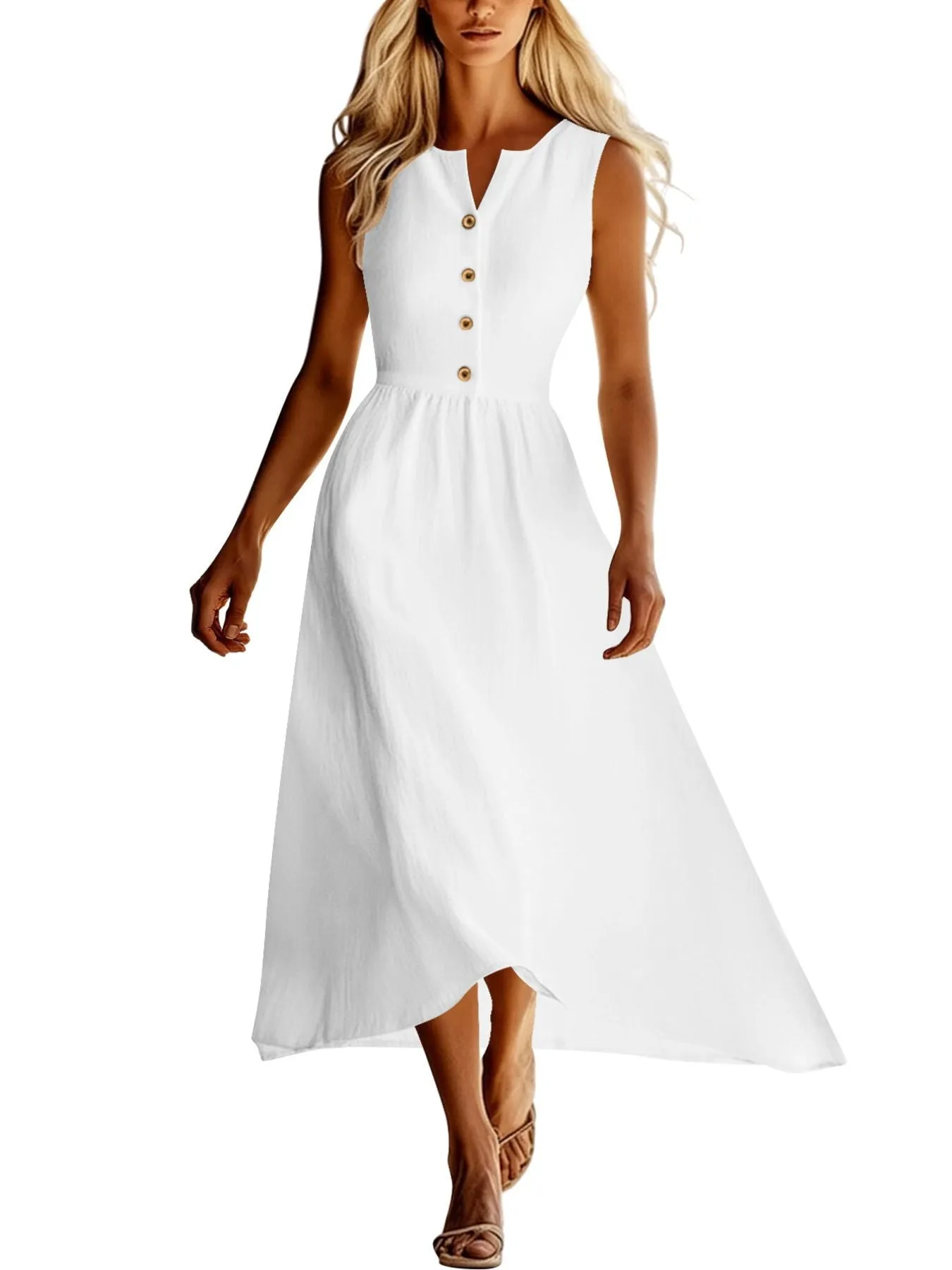 Sleeveless Button Front Flowy Midi Dress sold by Charming Charlie product image thumbnail 4