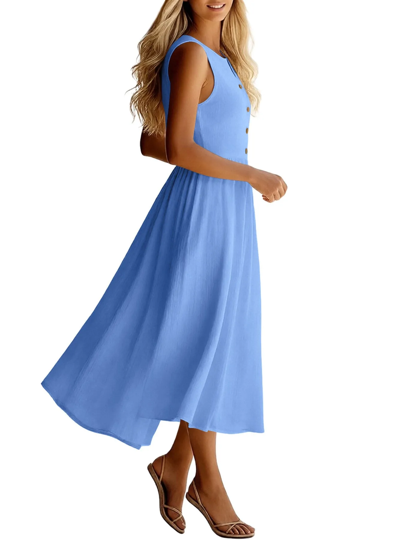 Sleeveless Button Front Flowy Midi Dress sold by Charming Charlie product image thumbnail 2