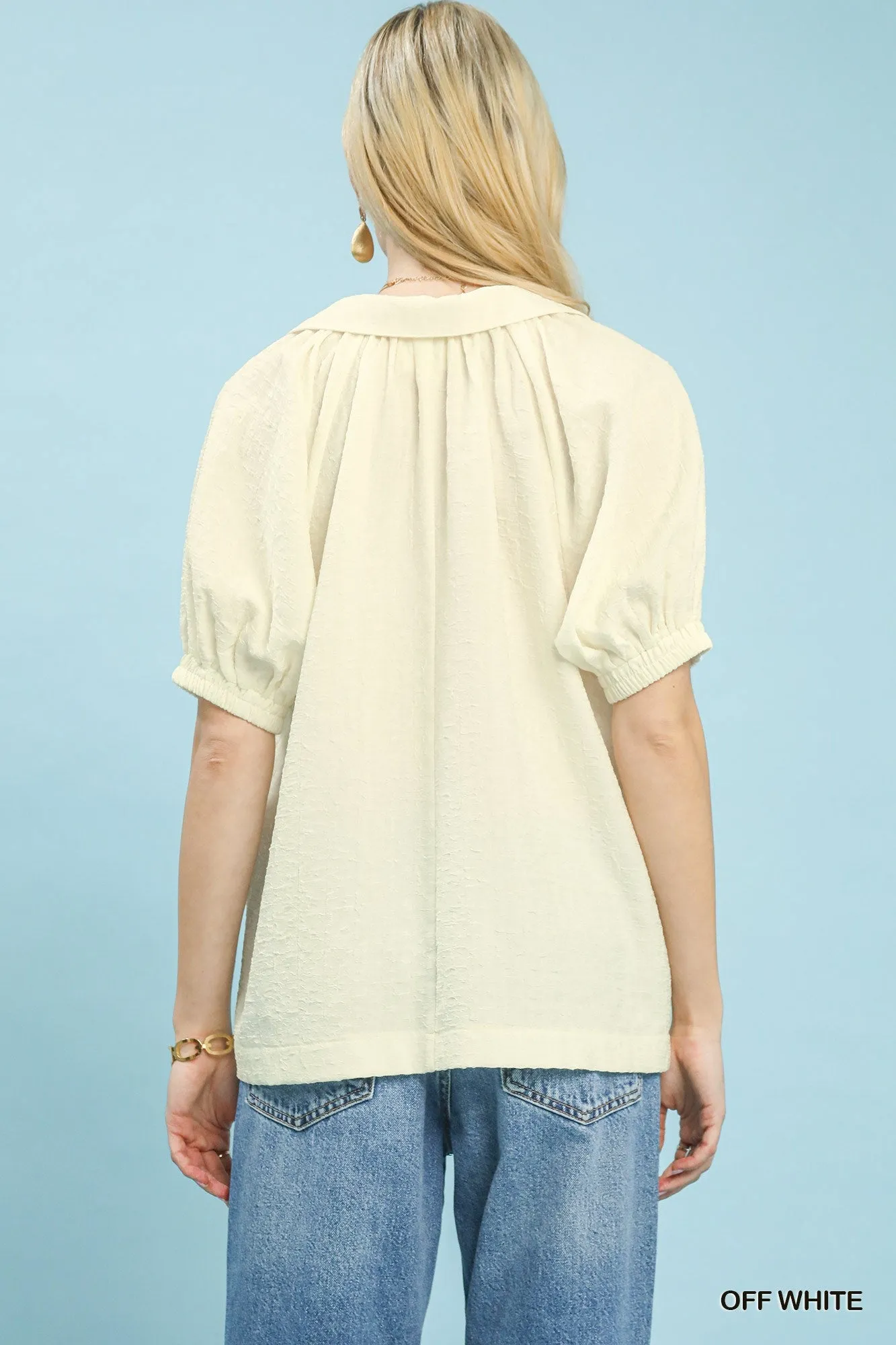 Umgee Textured Trim Detail Short Sleeve Top sold by Charming Charlie product image thumbnail 3