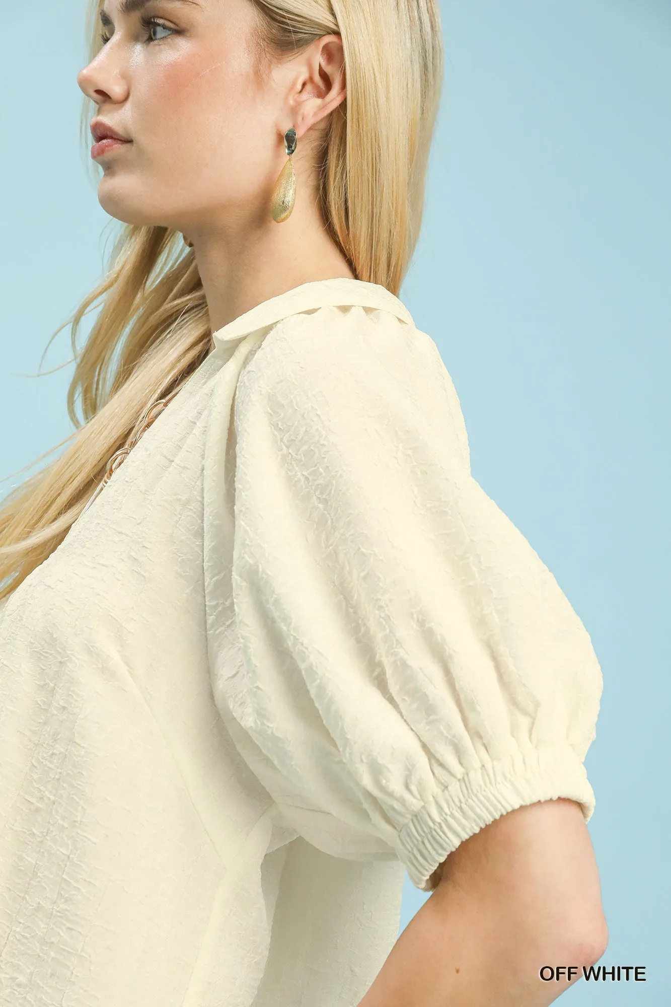 Umgee Textured Trim Detail Short Sleeve Top sold by Charming Charlie product image thumbnail 5