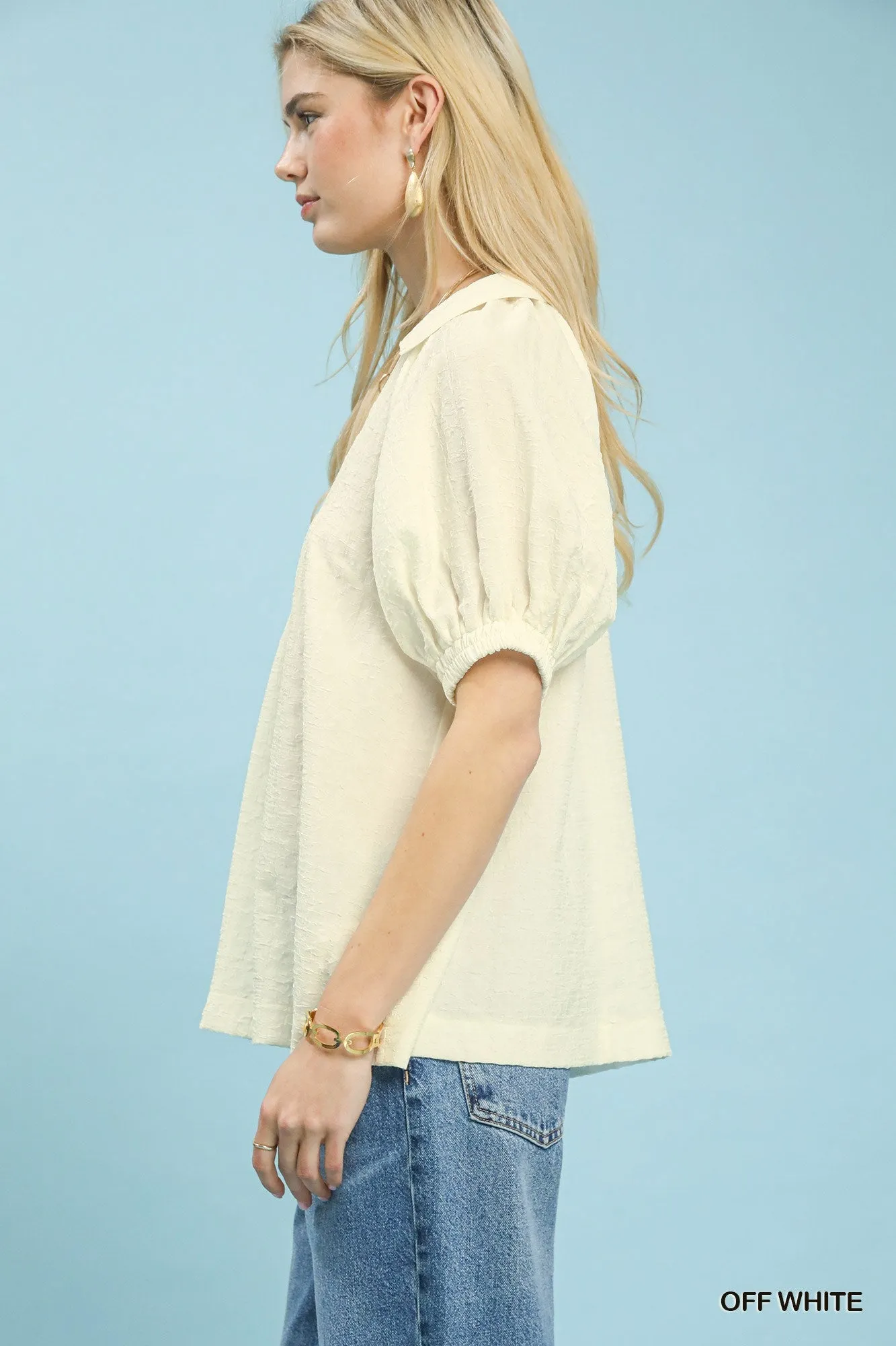 Umgee Textured Trim Detail Short Sleeve Top sold by Charming Charlie product image thumbnail 2