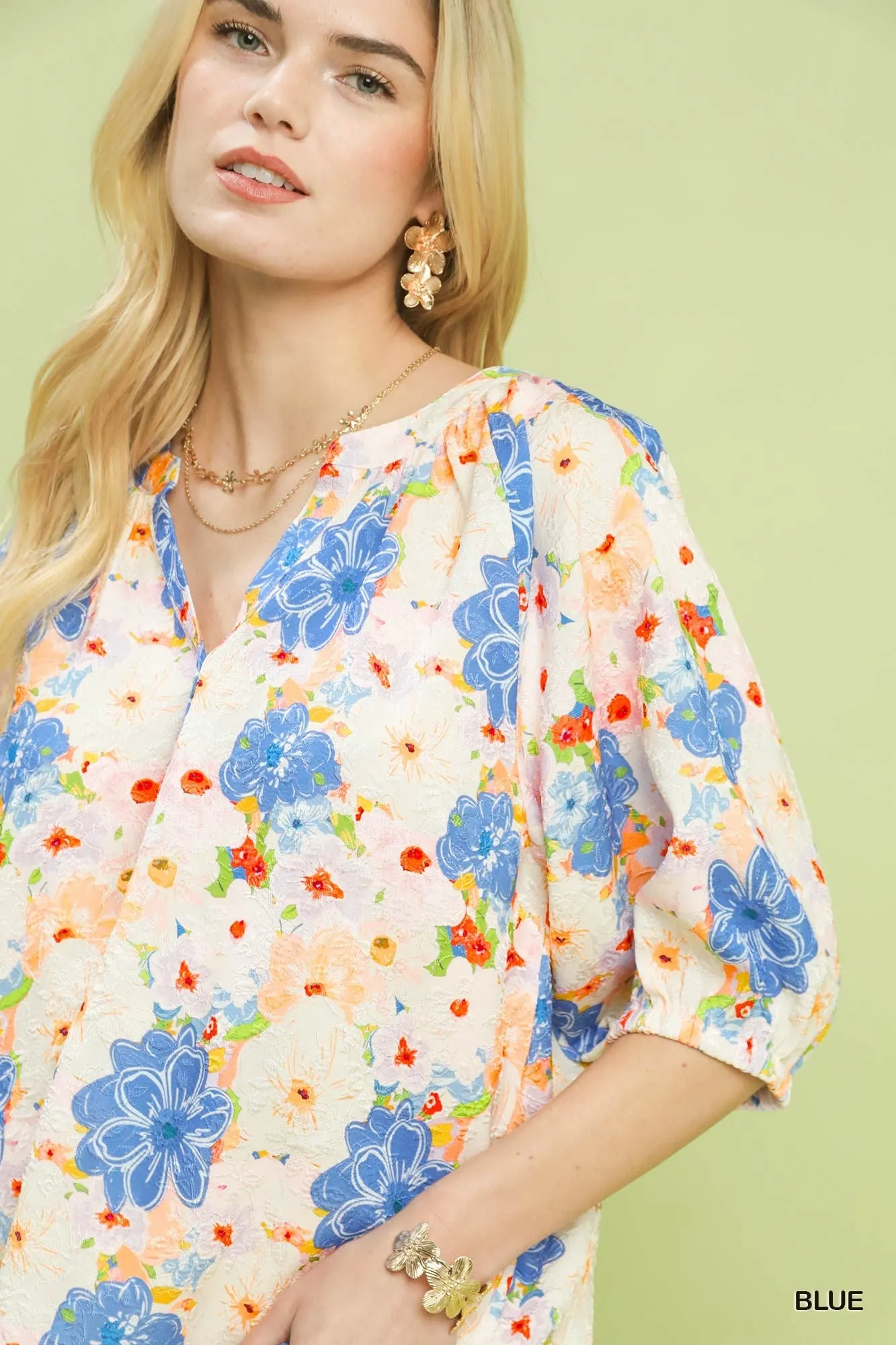 Umgee Mixed Floral Print Blouse sold by Charming Charlie product image thumbnail 5