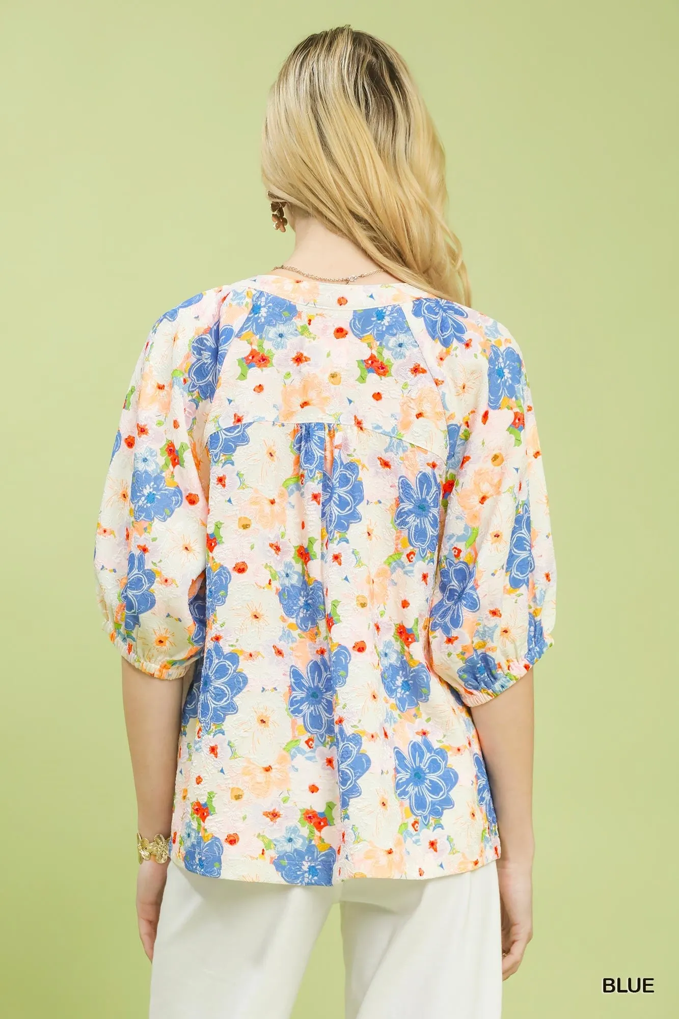 Umgee Mixed Floral Print Blouse sold by Charming Charlie product image thumbnail 3