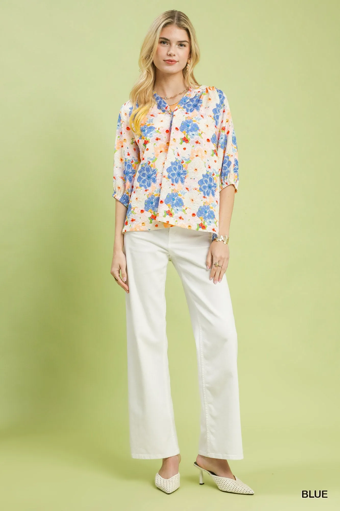 Umgee Mixed Floral Print Blouse sold by Charming Charlie product image thumbnail 4