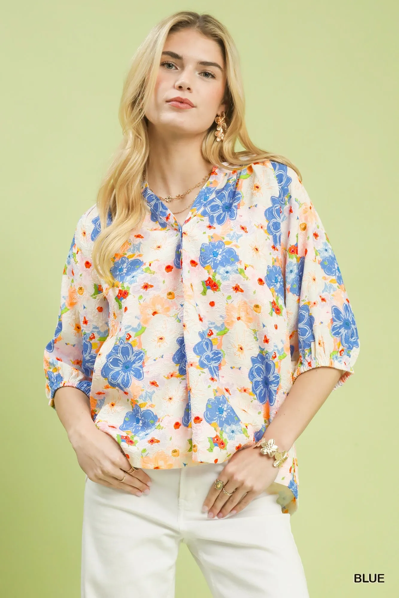 Umgee Mixed Floral Print Blouse sold by Charming Charlie