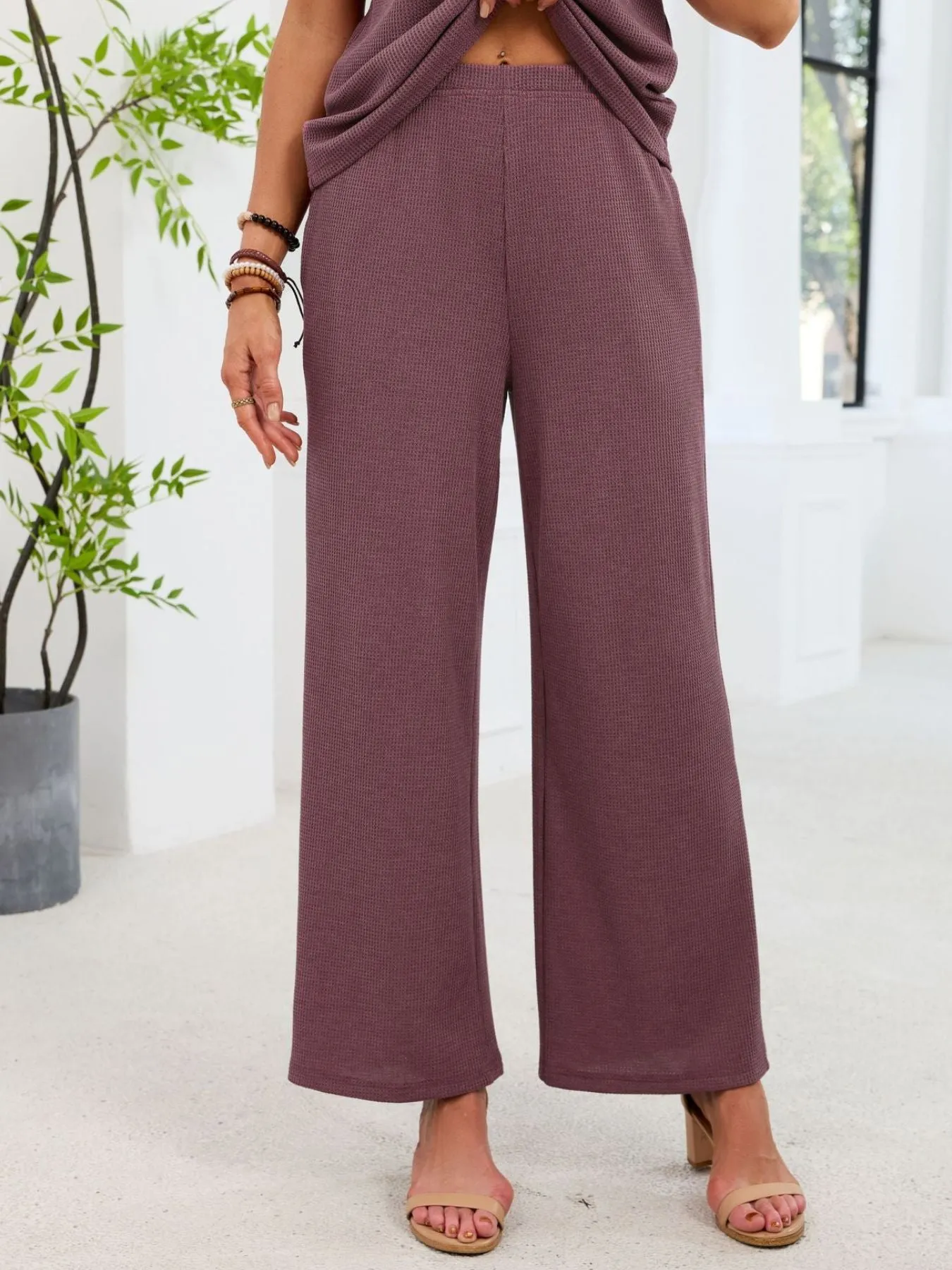 Lace Detail Short Sleeve Top and Pants Set sold by Charming Charlie product image thumbnail 4