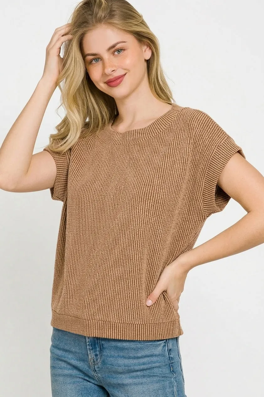 Zenana Raised Rib Cap Sleeve Top sold by Charming Charlie product image thumbnail 2
