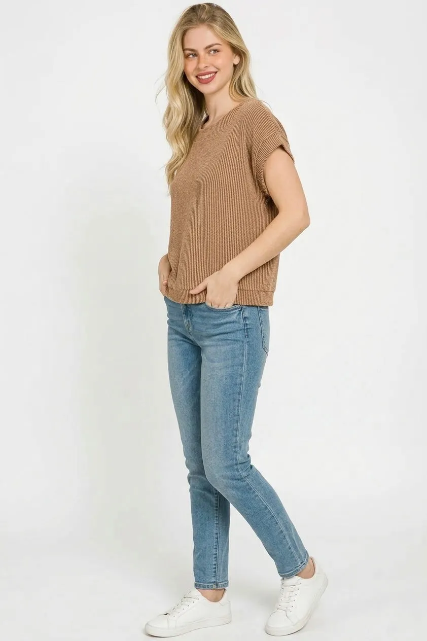 Zenana Raised Rib Cap Sleeve Top sold by Charming Charlie product image thumbnail 3