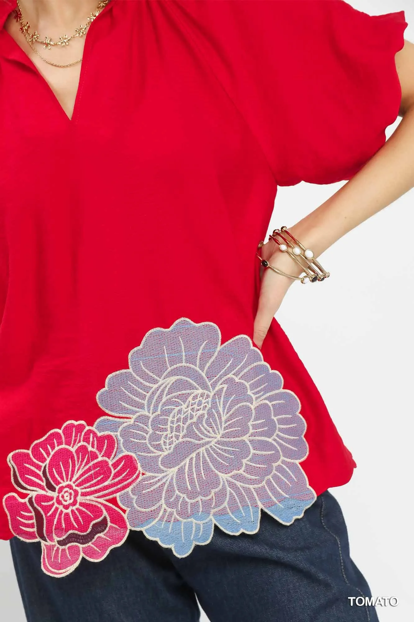 Umgee Floral Embroidered Hem Blouse sold by Charming Charlie product image thumbnail 5