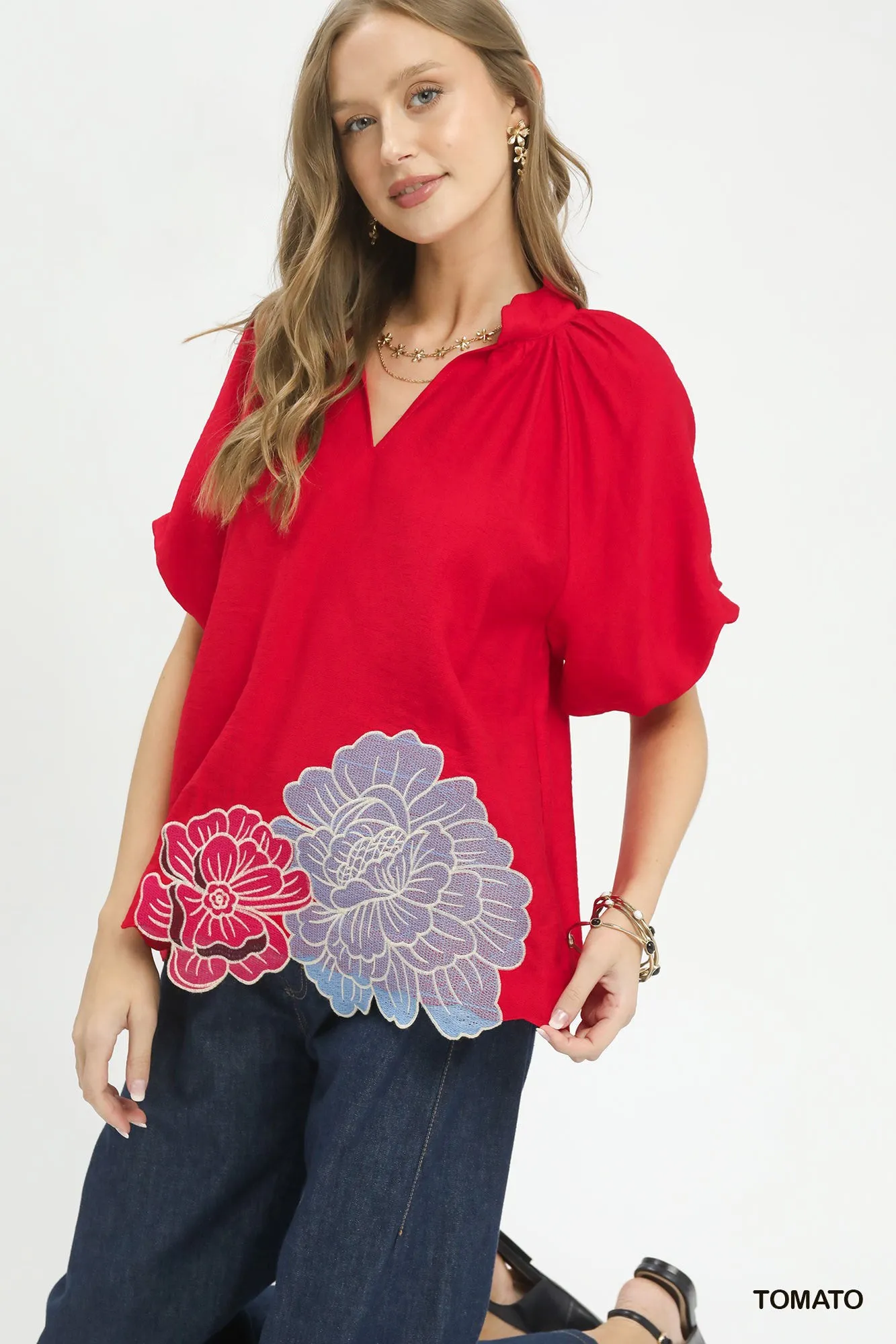 Umgee Floral Embroidered Hem Blouse sold by Charming Charlie product image thumbnail 4