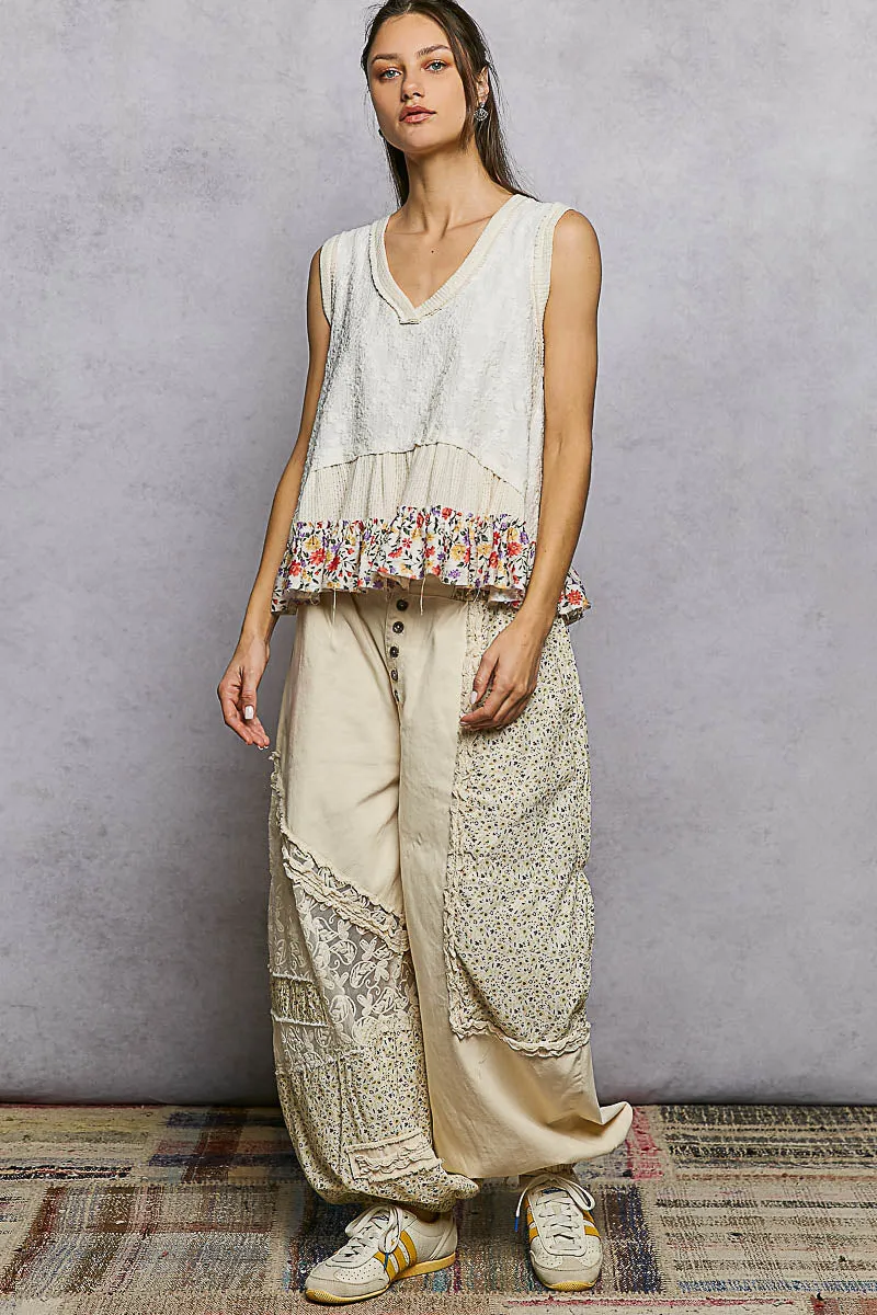 POL Floral Print V-Neck Textured Tank sold by Charming Charlie product image thumbnail 5