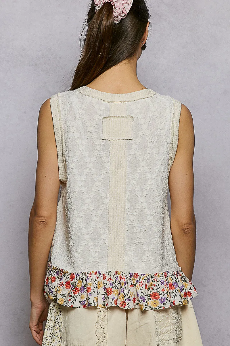 POL Floral Print V-Neck Textured Tank sold by Charming Charlie product image thumbnail 4
