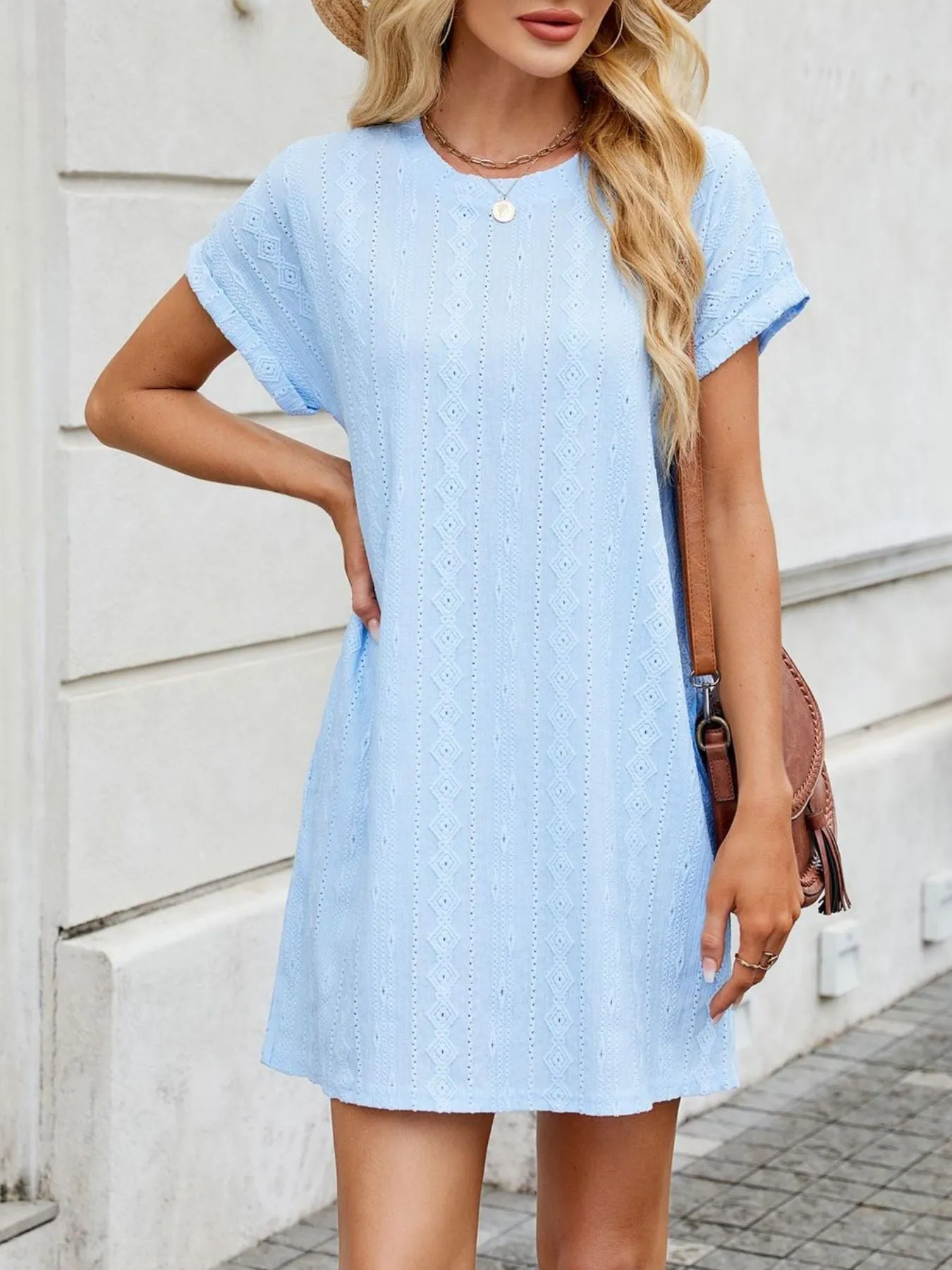 Eyelet Round Neck Casual Mini Dress sold by Charming Charlie product image thumbnail 2