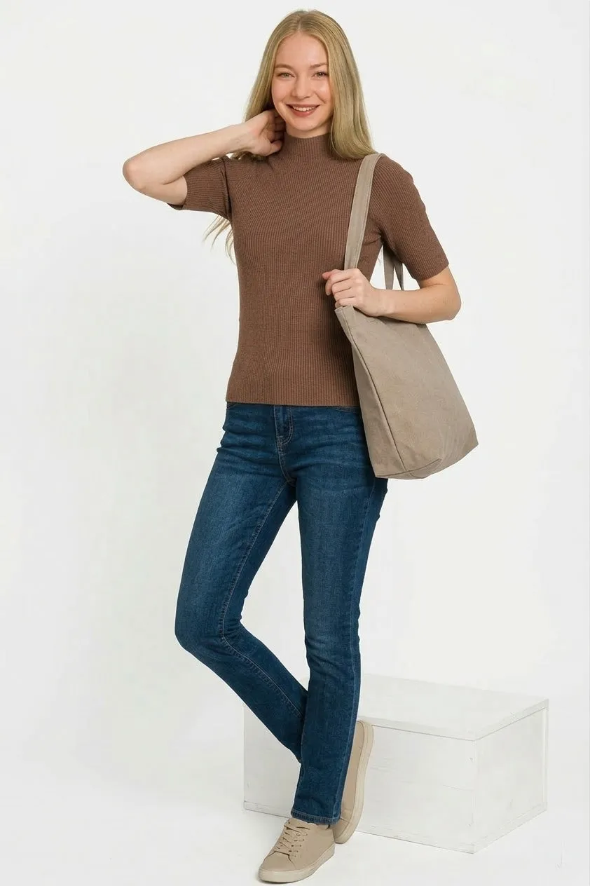 Zenana Viscose Ribbed Mock Neck Sweater sold by Charming Charlie product image thumbnail 3