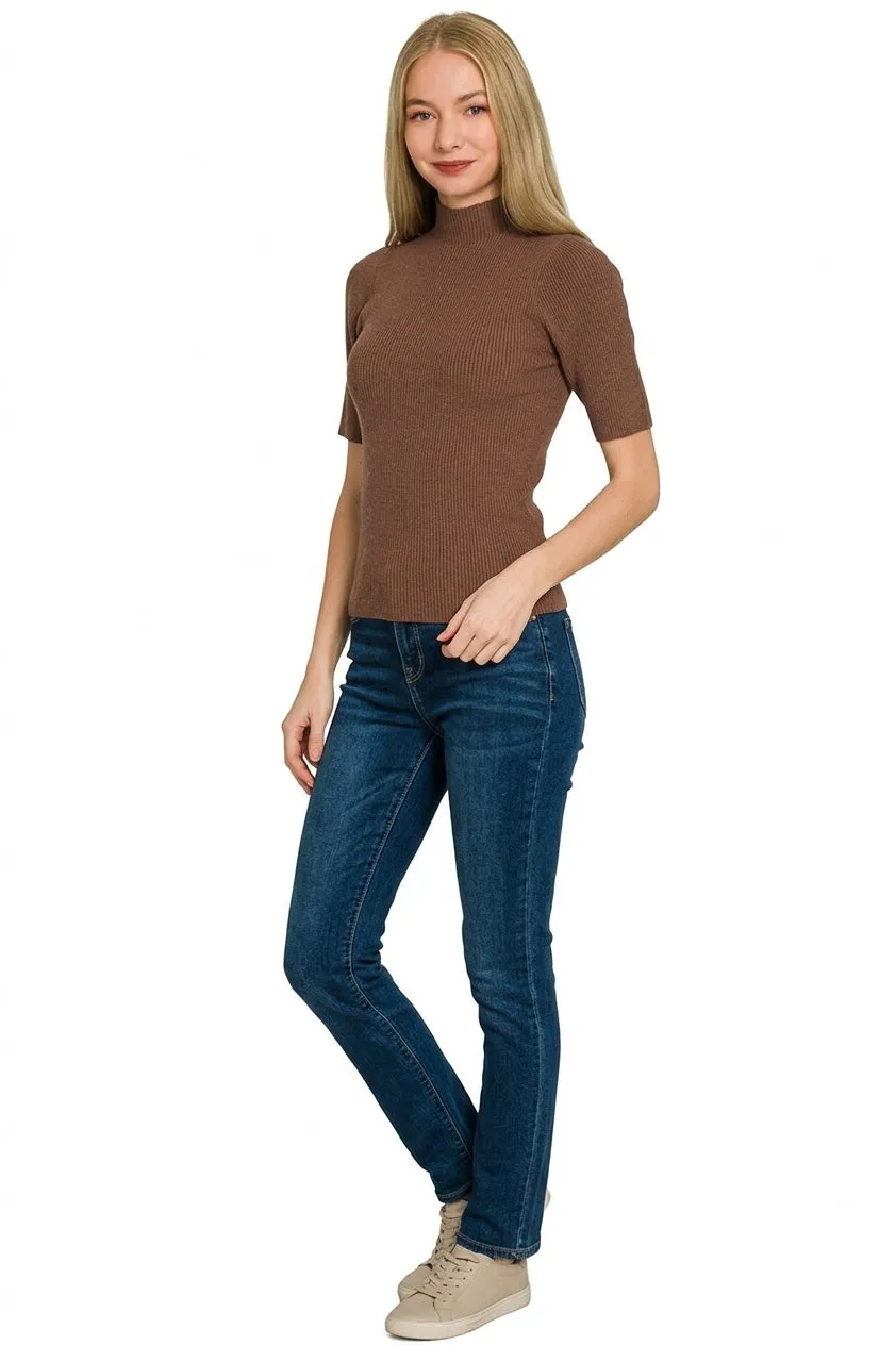 Zenana Viscose Ribbed Mock Neck Sweater sold by Charming Charlie product image thumbnail 2
