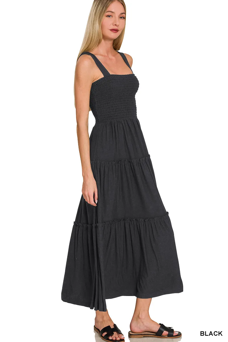Zenana Smocked Tiered Midi Dress sold by Charming Charlie product image thumbnail 2
