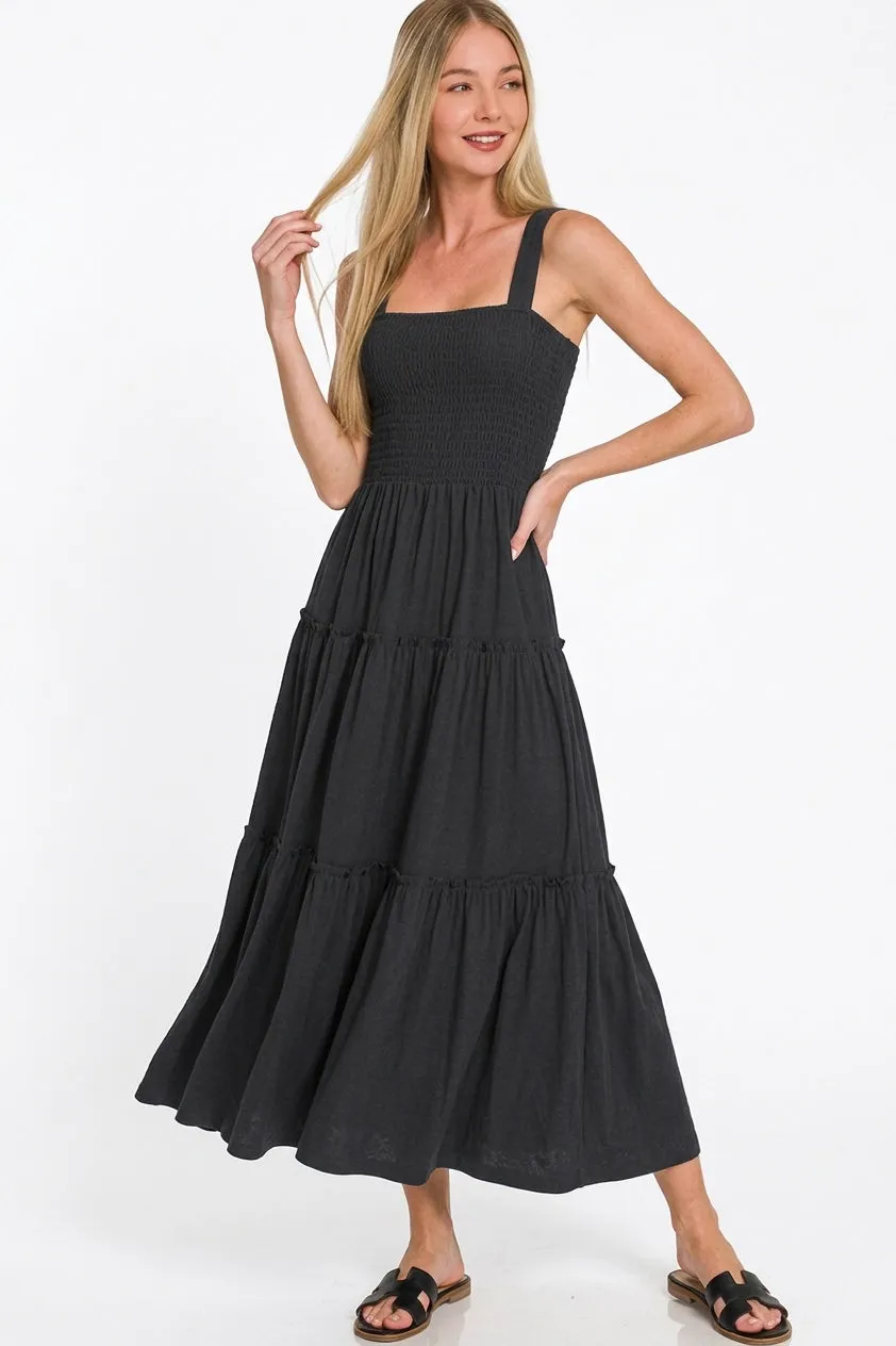 Zenana Smocked Tiered Midi Dress sold by Charming Charlie product image thumbnail 3