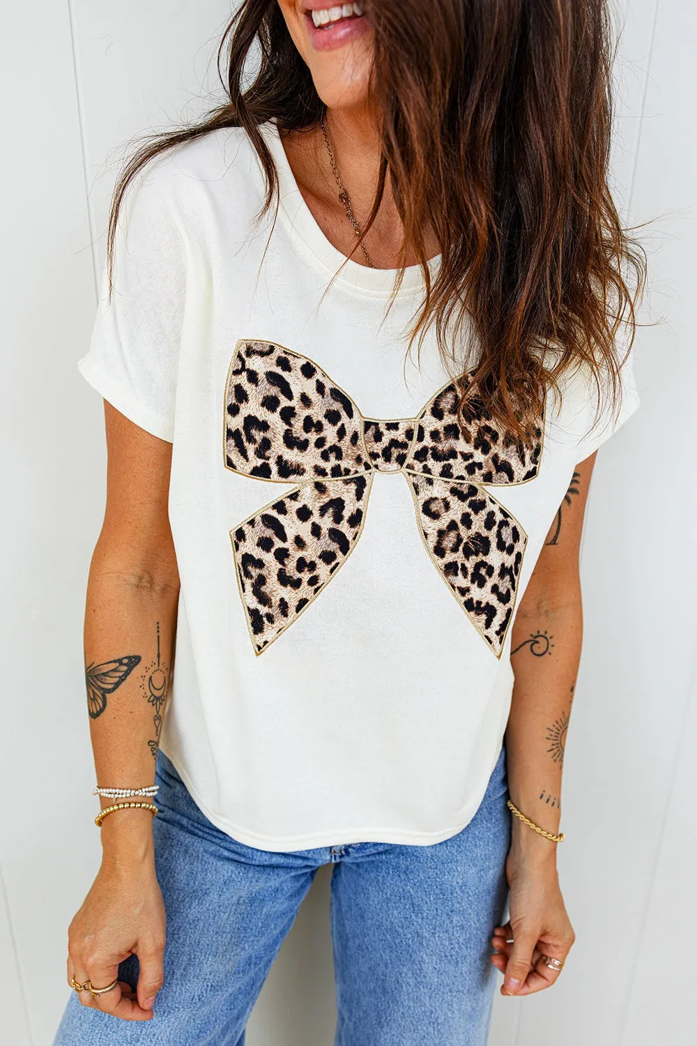 Leopard Bow Graphic Relaxed Fit T-Shirt sold by Charming Charlie product image thumbnail 4