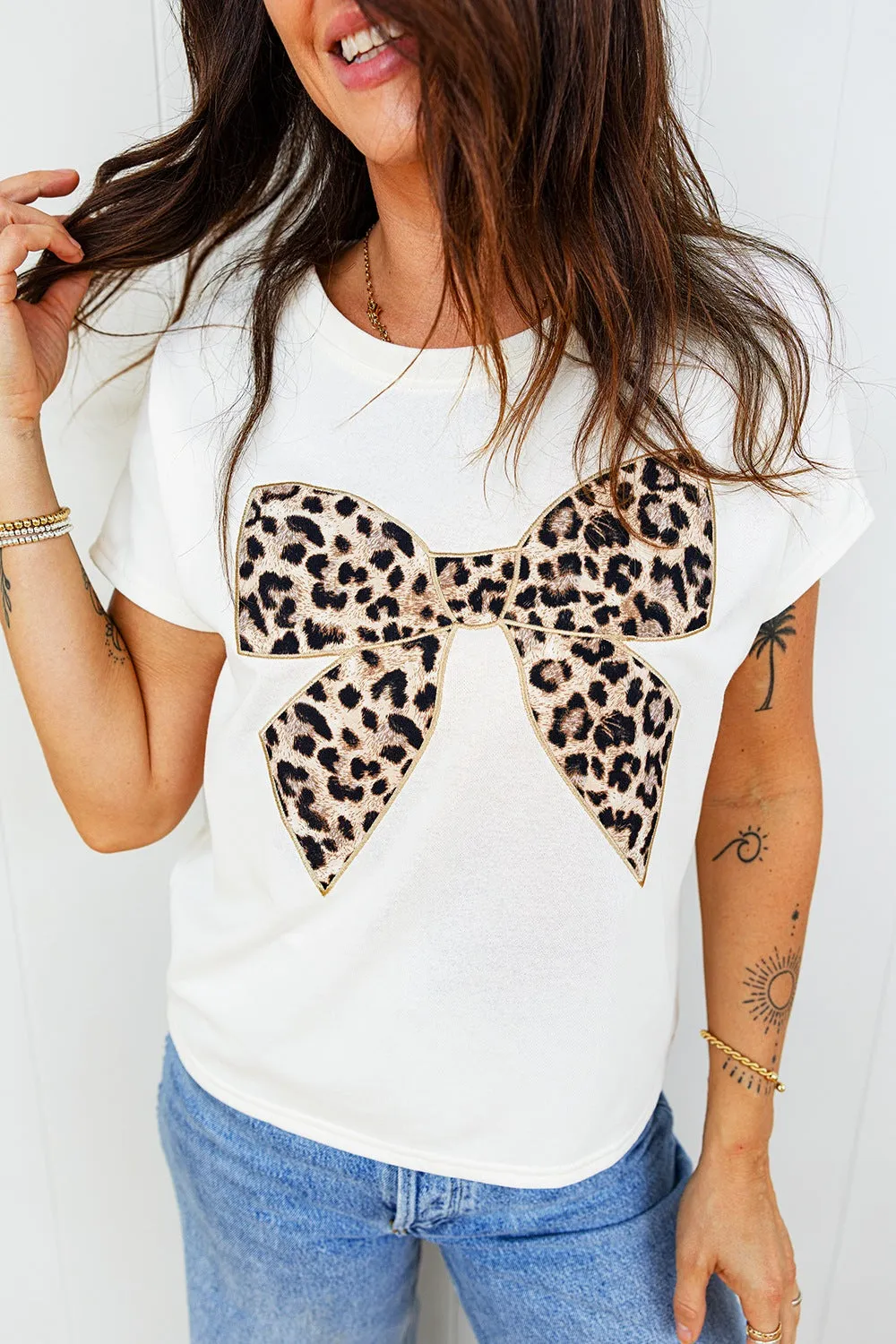 Leopard Bow Graphic Relaxed Fit T-Shirt sold by Charming Charlie product image thumbnail 5